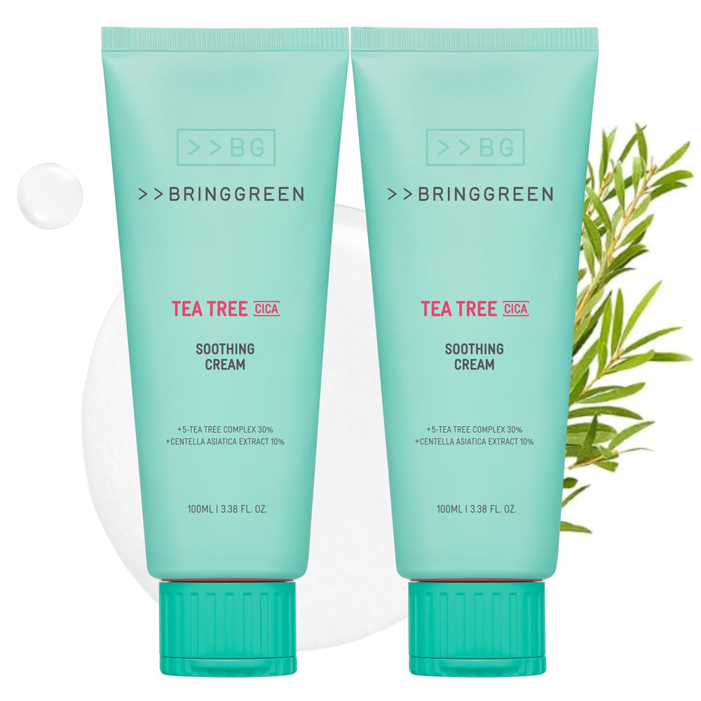 BRING GREEN Tea Tree Cica Cream pack shot highlighting product packaging and brand identity
