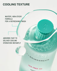 BRING GREEN Tea Tree CICA Toner application showing cooling sensation.