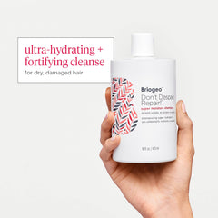 Briogeo Don't Despair, Repair! rosehip oil on hair emphasizes moisture retention.