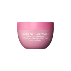Briogeo Superfoods Acai and Passionfruit mask jar front for lightweight hydration on fine hair