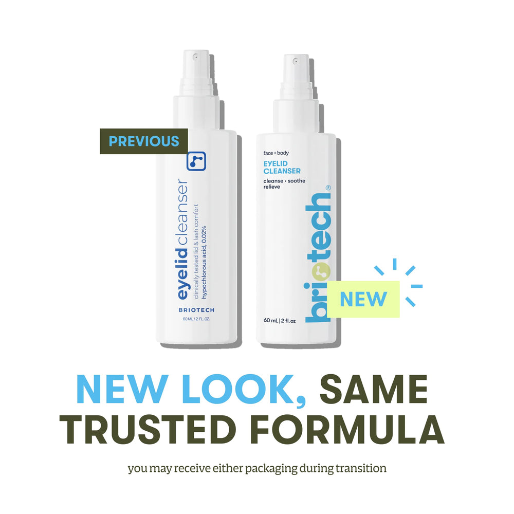 BRIOTECH eyelid cleanser removes makeup debris before sleep.