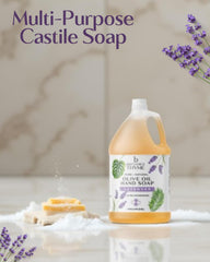 Dishes being cleaned with Brittanie's Thyme castile soap foam.