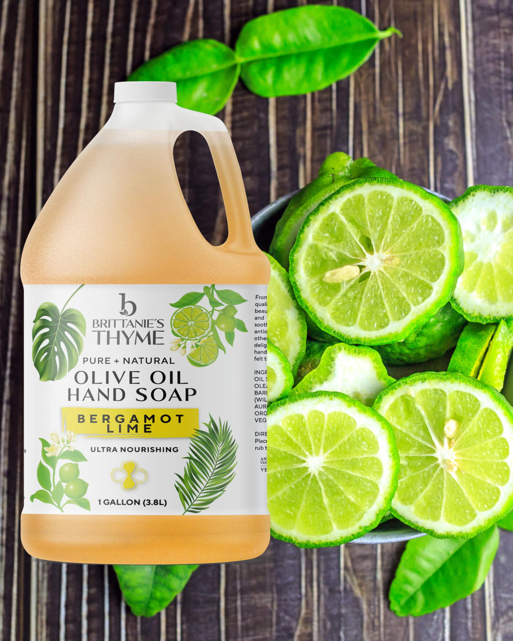 Gallon refill size reduces plastic waste with Brittanie's Bergamot Lime.