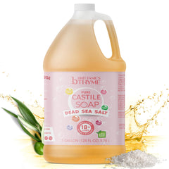 Brittanie's Thyme castile refill bottle with Dead Sea salt for eco cleaning