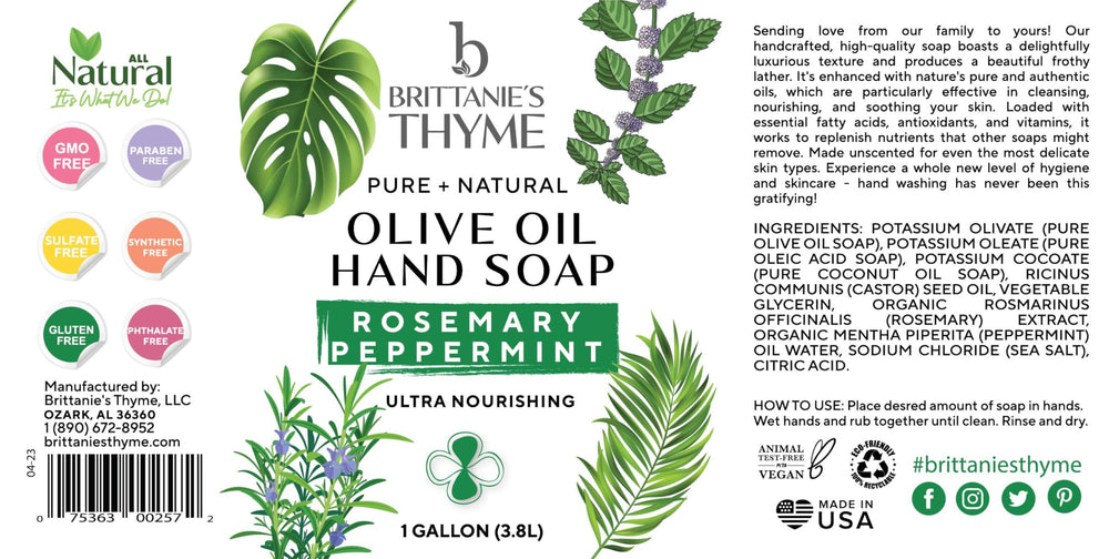 Brittanie's Thyme 1-gallon refill ready for bulk eco-friendly home use.