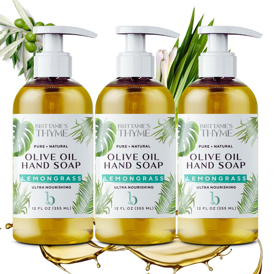 Brittanie's Thyme Lemongrass bottle ready for gentle hand and dish cleansing.