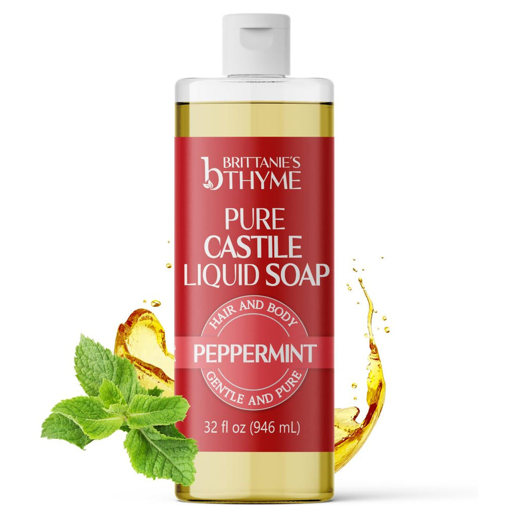 Brittanie's Thyme peppermint castile soap refill bottle for refreshing hand washing