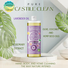 Brittanie's Thyme lavender refill bottle label closeup with nourishing oils.