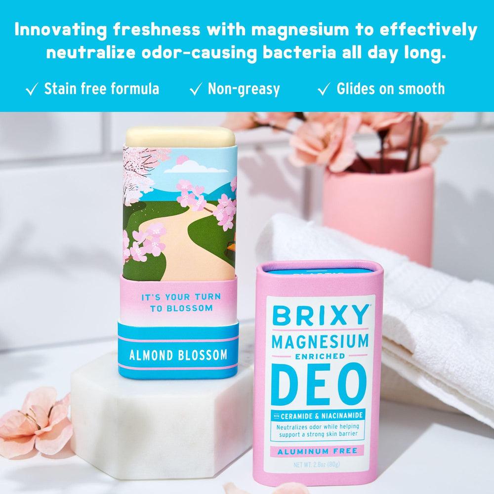 BRIXY Magnesium Deodorant underarm application demonstrates smooth, stain-free use