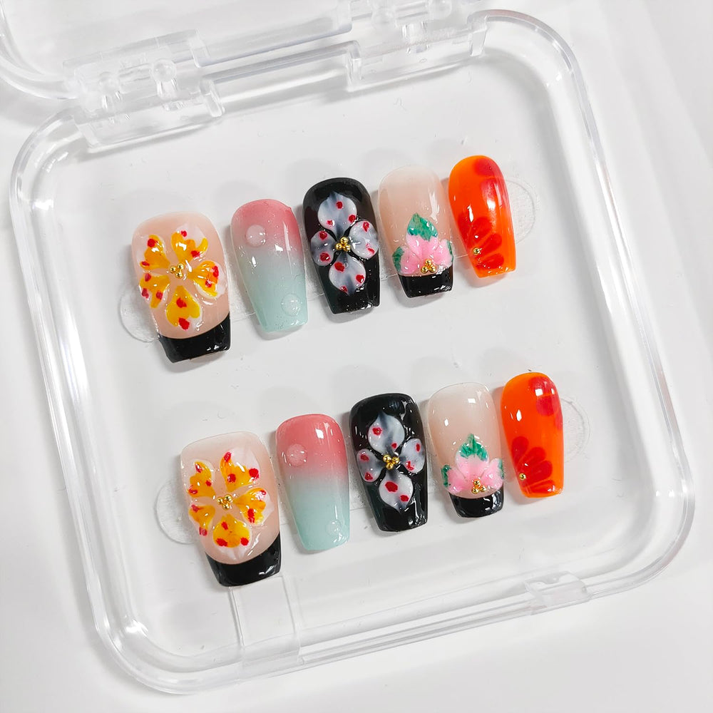 BRKYKGK nail art featuring water drop design and delicate accents