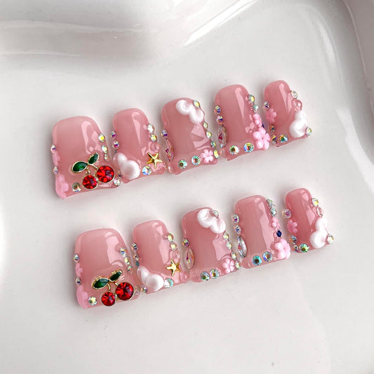 BRKYKGK handmade press-on nails with short duck French tip for quick glam