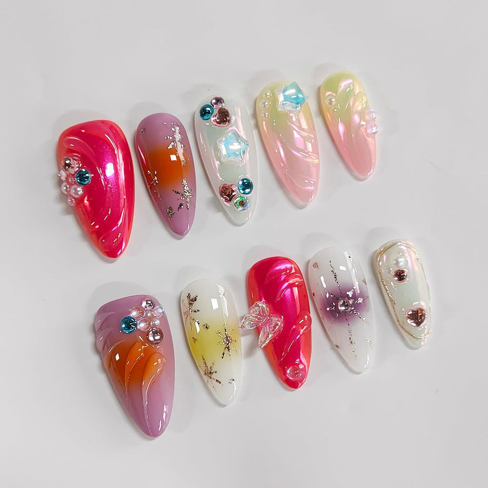 BRKYKGK kit includes 10 nails, jelly glue, wooden stick, nail file, and pads.