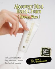 BRMUD Atocovery Mud Hand Cream Flowery Wave ceramide and panthenol ingredients.