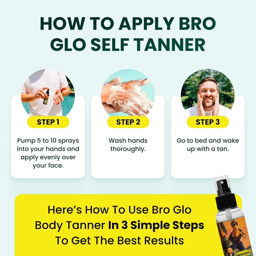 Bro Glo subtle glow on skin after drying for a polished finish.