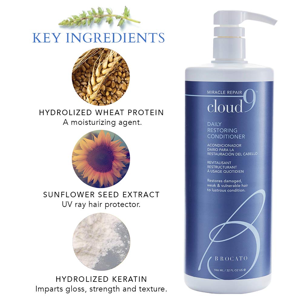 Brocato Cloud 9 illustration highlighting Wheat Protein for shine and strength