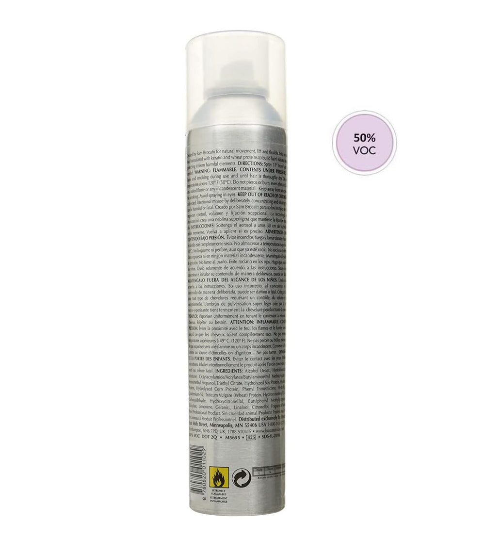 Brocato Moveable Hold mist in hand for quick-dry finish.