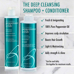 Brocato Peppermint Scrub Purifying Shampoo packaging close-up with 10 oz label