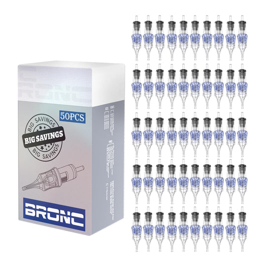 BRONC 50pcs cartridge needles 1001RL sealed pack for consistent lines