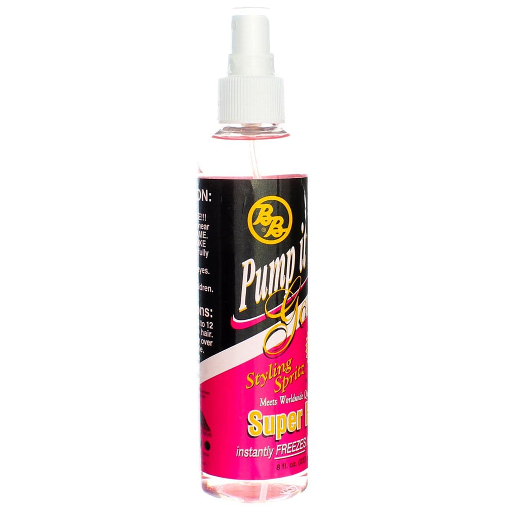 Bronner Brothers Pump It Up Spritz Gold delivers silk proteins and vitamin B.