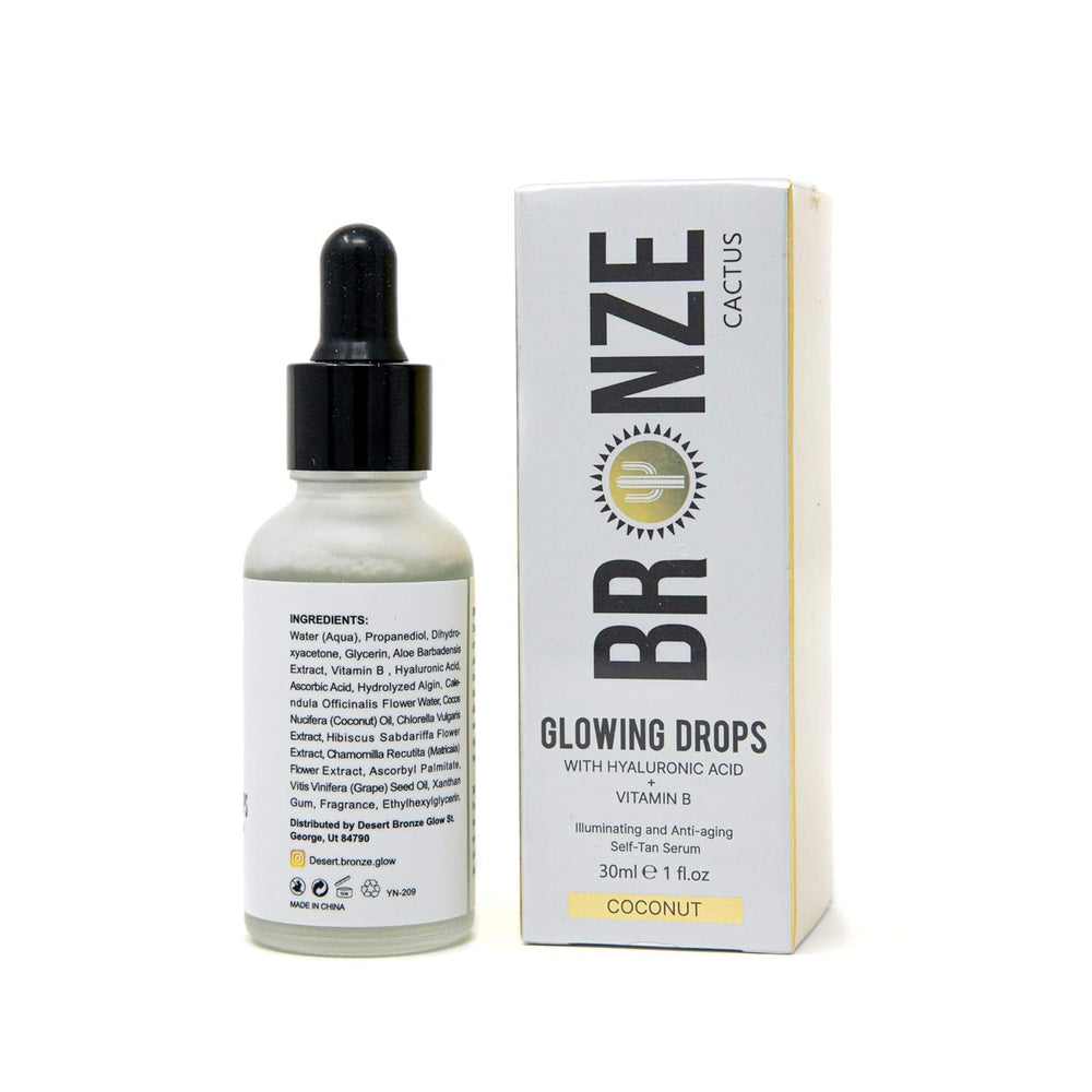 Bronze Cactus Glowing Drops mixed into moisturizer for a hydrating glow