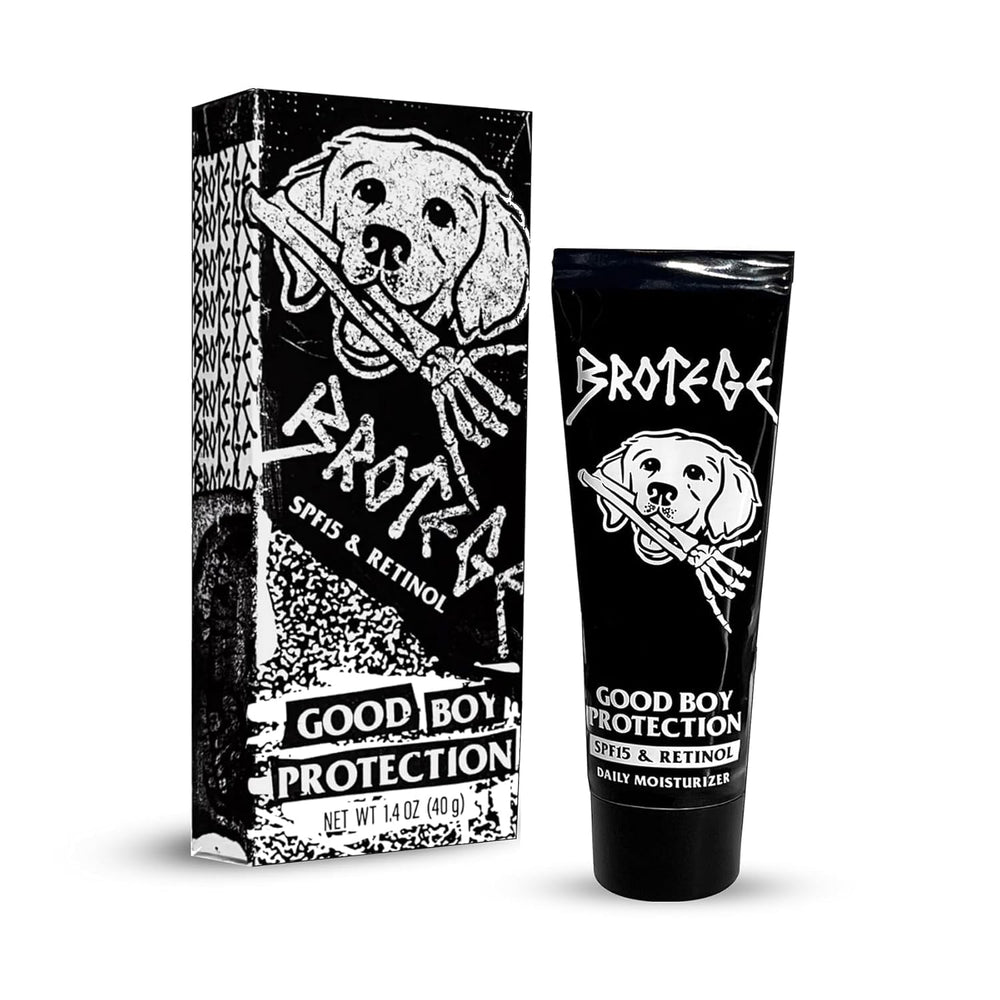 Brotege daily moisturizer tube—fragrance-free, quick-absorb formula for morning routine.