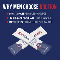 Brotion water-resistant sunscreen sachets ideal for outdoor activities.