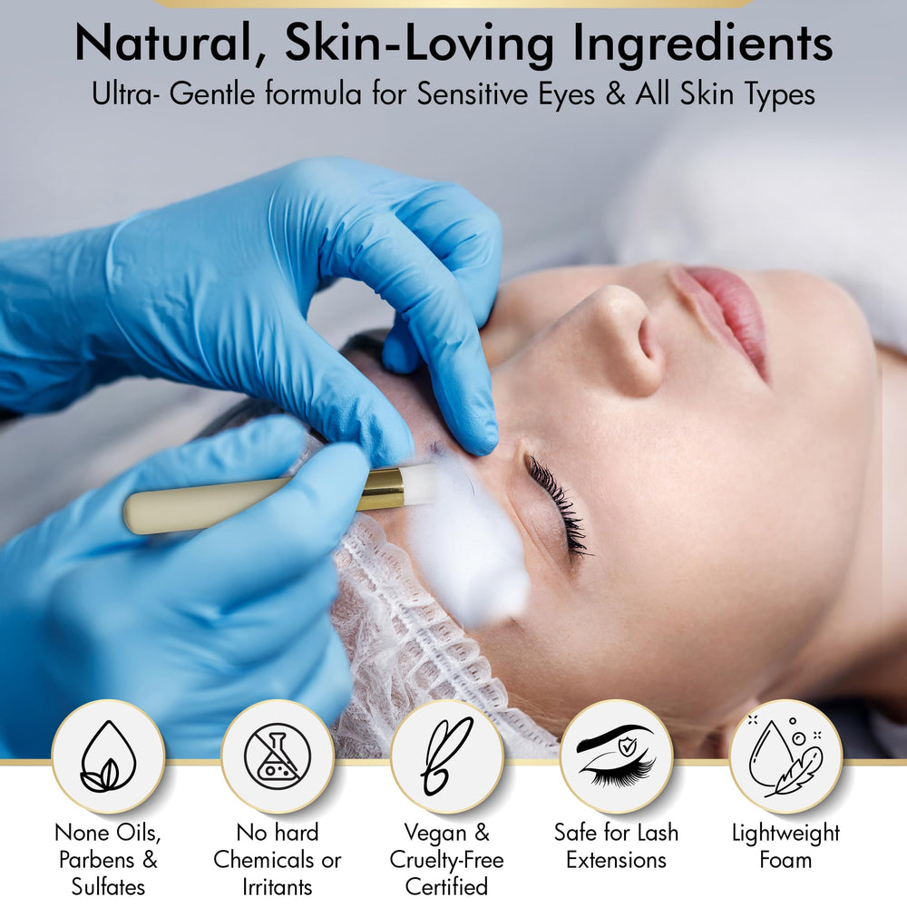 Brows Xpert brow cleanser foam close-up shows rich, stable texture for even cleansing