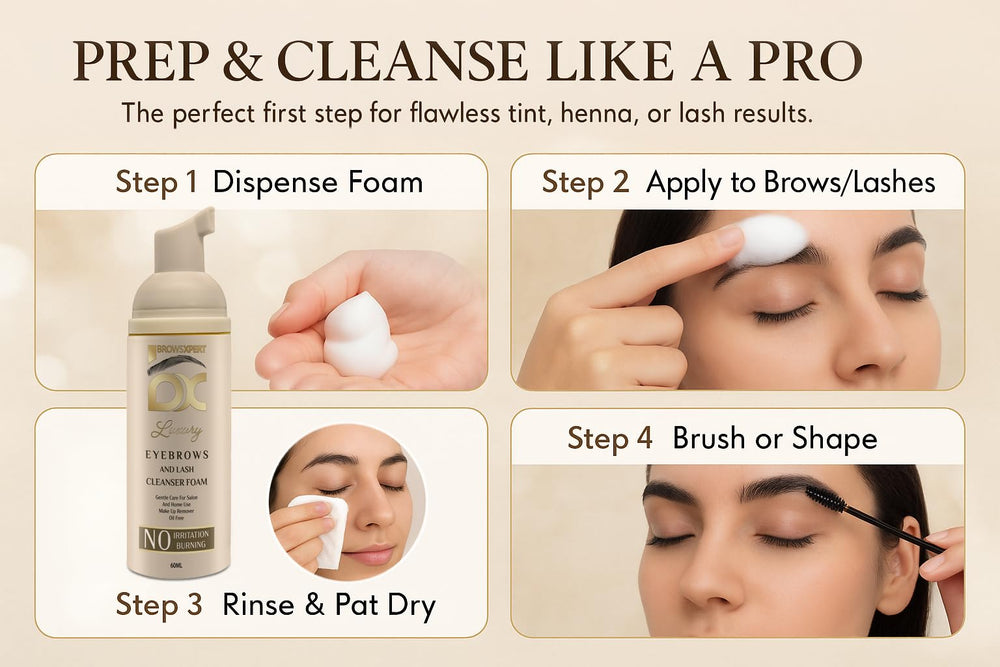 Brows Xpert dense foam coverage ensures even cleanse across brows and lashes