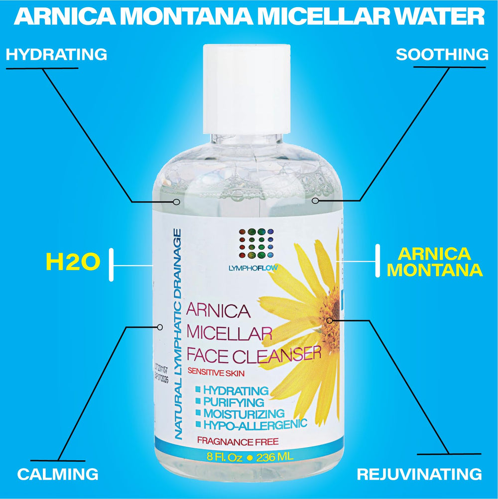 Bruizex Arnica Micellar Water in action lifting makeup and impurities during cleansing.
