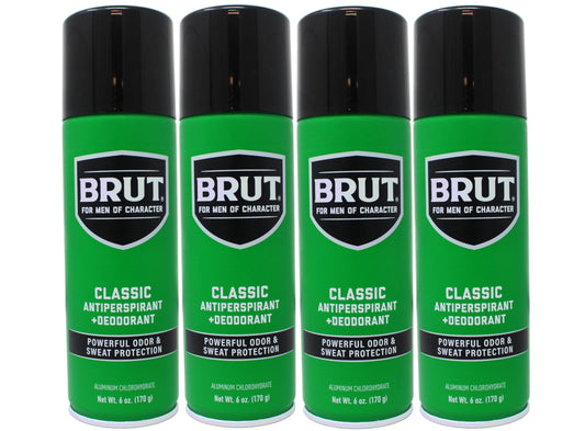 BRUT classic 6oz spray bottle for all-day freshness.
