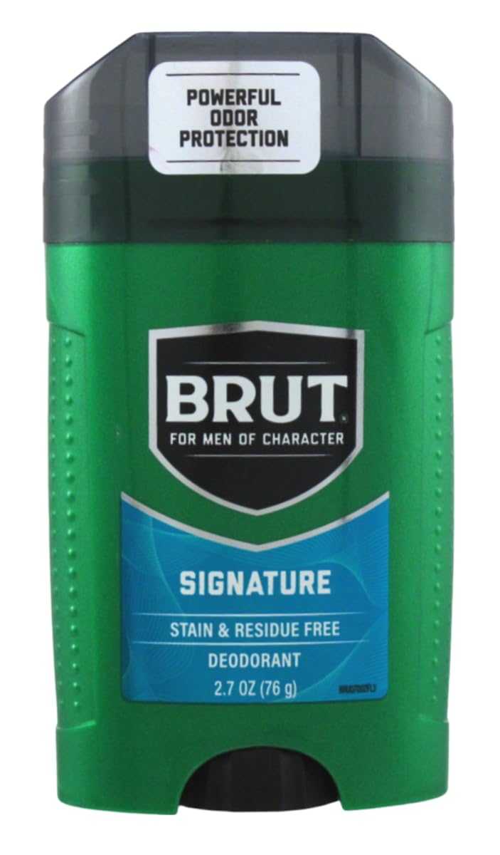 Brut deodorant oval solid classic scent packaging showing multi-pack option for everyday use.