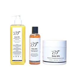 BT Body Spa exfoliating scrub set on display for smoother, refreshed skin.