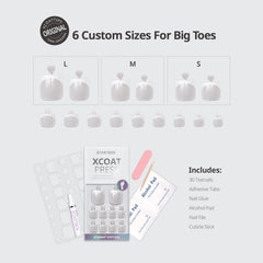 BTArtbox alabaster semi-transparent toenails for an elegant everyday look.