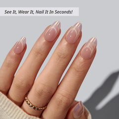 BTArtbox almond cat-eye chrome tip nails for chic evenings.