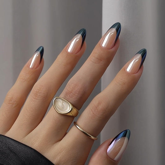 BTArtbox Black Swan nails with French-tip closeup for salon-like shine.