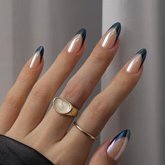 BTArtbox Black Swan nails with French-tip closeup for salon-like shine.