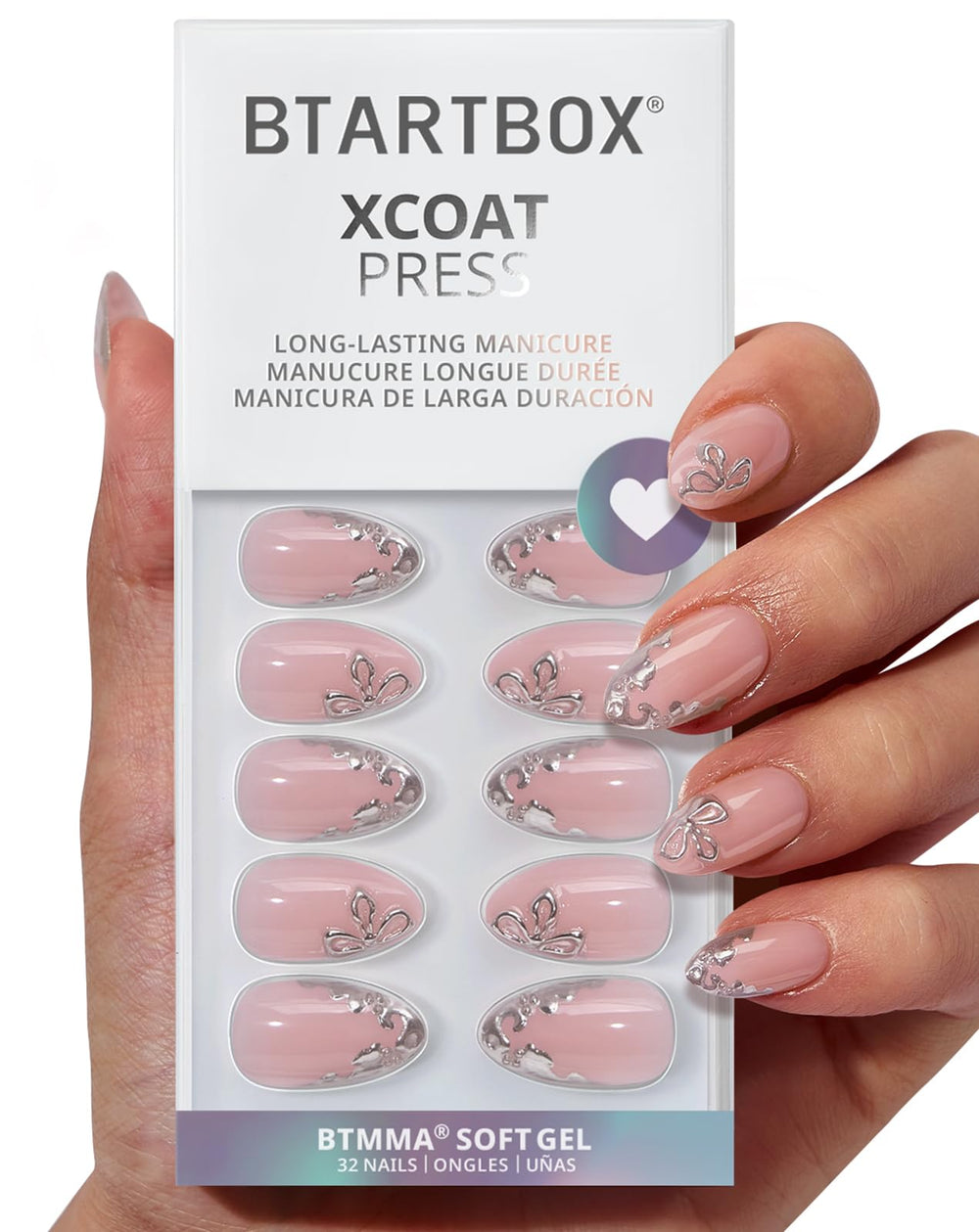 BTArtbox Frost Glam almond nails kit shows a chic frosted finish for daily elegance and long-lasting wear