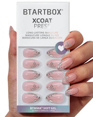 BTArtbox Frost Glam almond nails kit shows a chic frosted finish for daily elegance and long-lasting wear