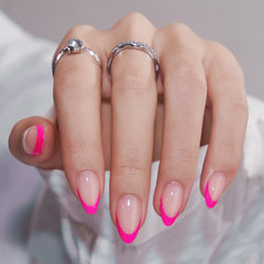 BTArtbox hot pink short nails close-up for quick manicure results