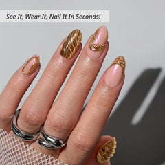 BTArtbox Metalhead nails close-up showcases 3D gold sculpting and luxe detail.