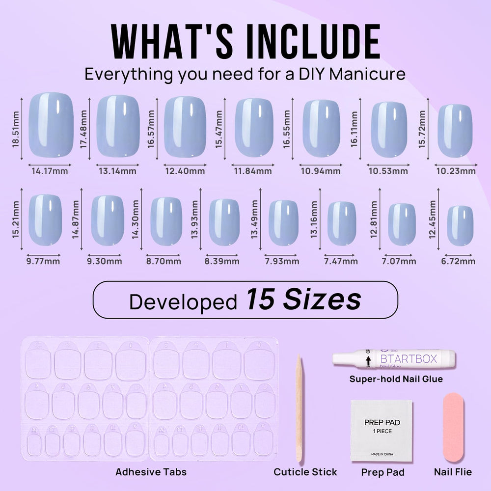 BTArtbox Ocean Glazed nails 15 sizes ensure a custom fit.