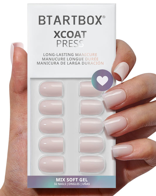 BTArtbox pastel short nails with glue kit for quick at-home manicures