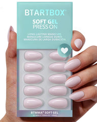 BTArtbox almond pastel purple press on nails close up for quick at home manicure