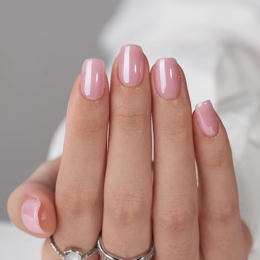 BTArtbox pink chrome nails on hand show a seamless natural look with soft gel feel.