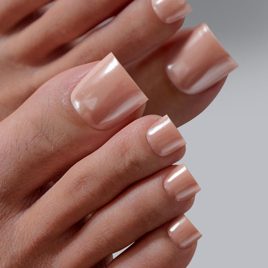 BTArtbox sharp square pearl chrome toenails with a glossy finish for event-ready shine