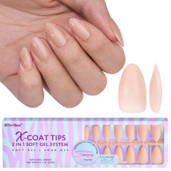 BTArtbox short almond nail tips close-up showing natural fit for daily wear.