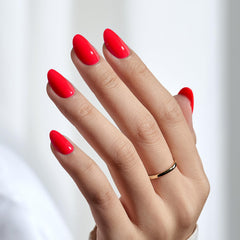 BTArtbox short oval nails in salmon pink for flexible, everyday wear.