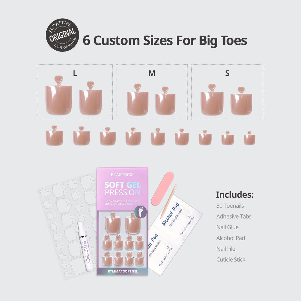 BTArtbox six sizes fit varying big toe nails for comfortable application