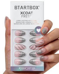 BTArtbox Sparkle Bow nails close-up showing shimmering accent for party-ready style