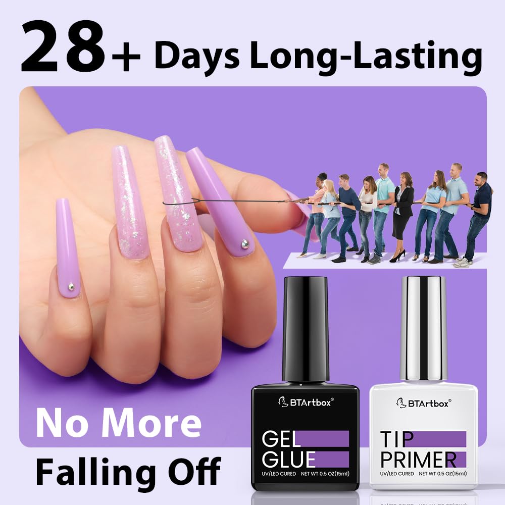 BTArtbox UV nail glue bottle close-up demonstrating versatile 4-in-1 formula